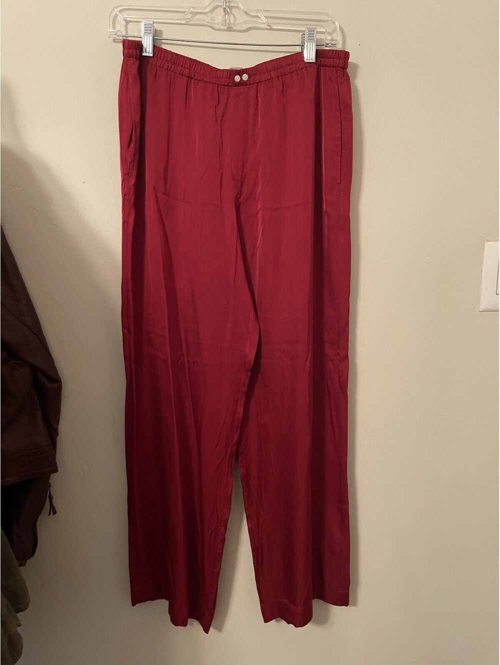 J Crew Womens Satin Soft Shine Pajama Lounge Pants  Red Small S Viscose